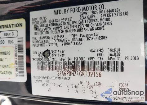 2016 Ford Fusion Se z USA, uszkodzony, nr VIN 3FA6P0H71GR139156